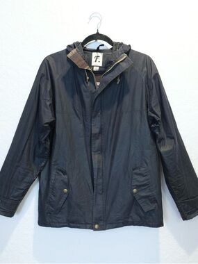Freeman Waxed Cotton Raincoat Size 34 Men’s S Black Plaid Flannel Seattle Filson